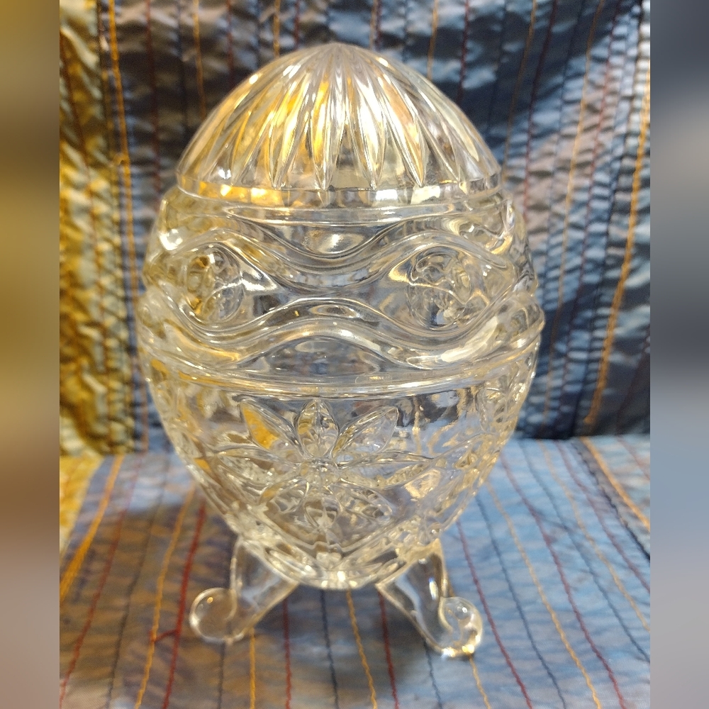 Vintage Glass 2 Piece Footed Egg